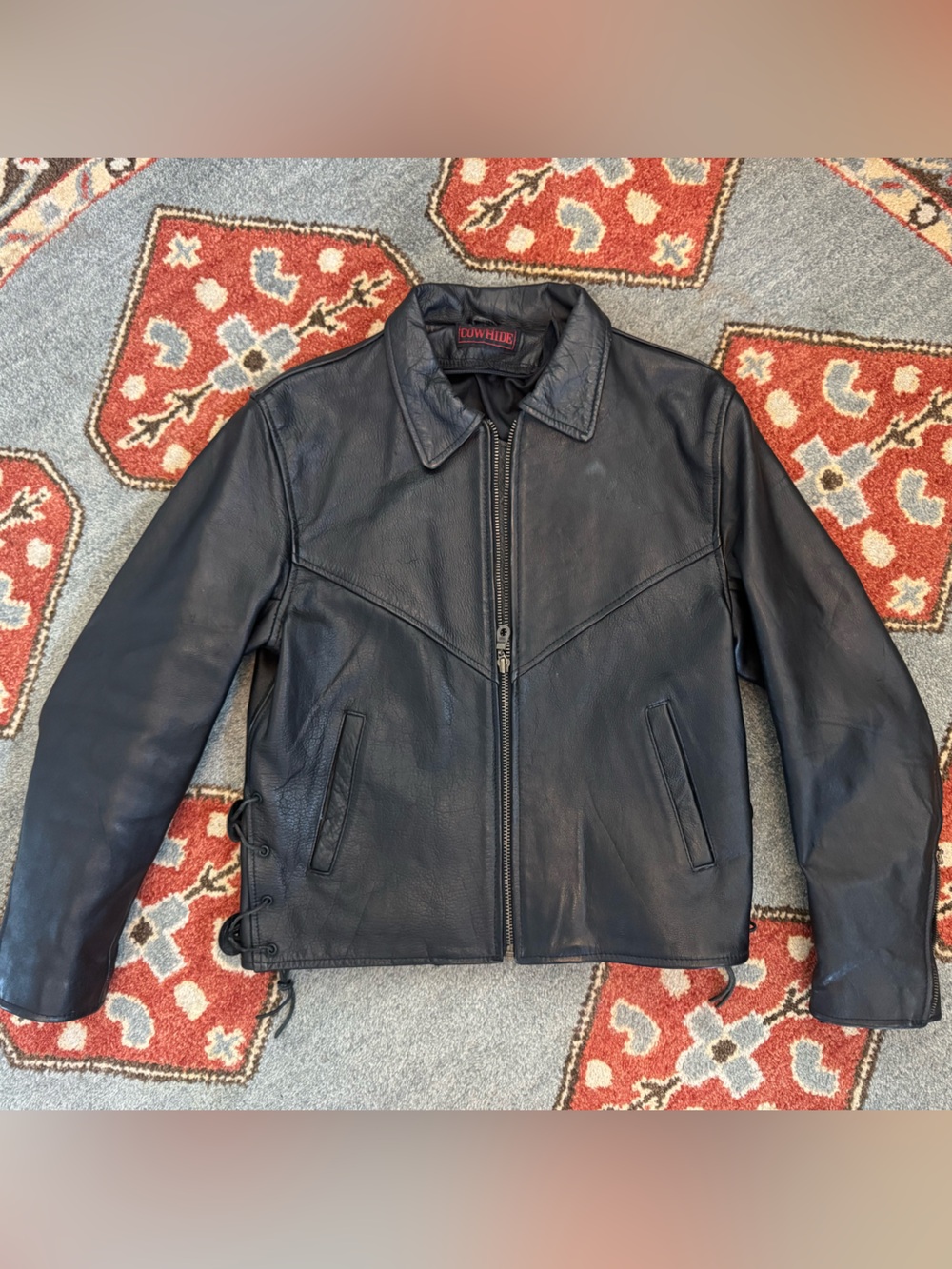 Vintage leather motorcycle concho jacket
